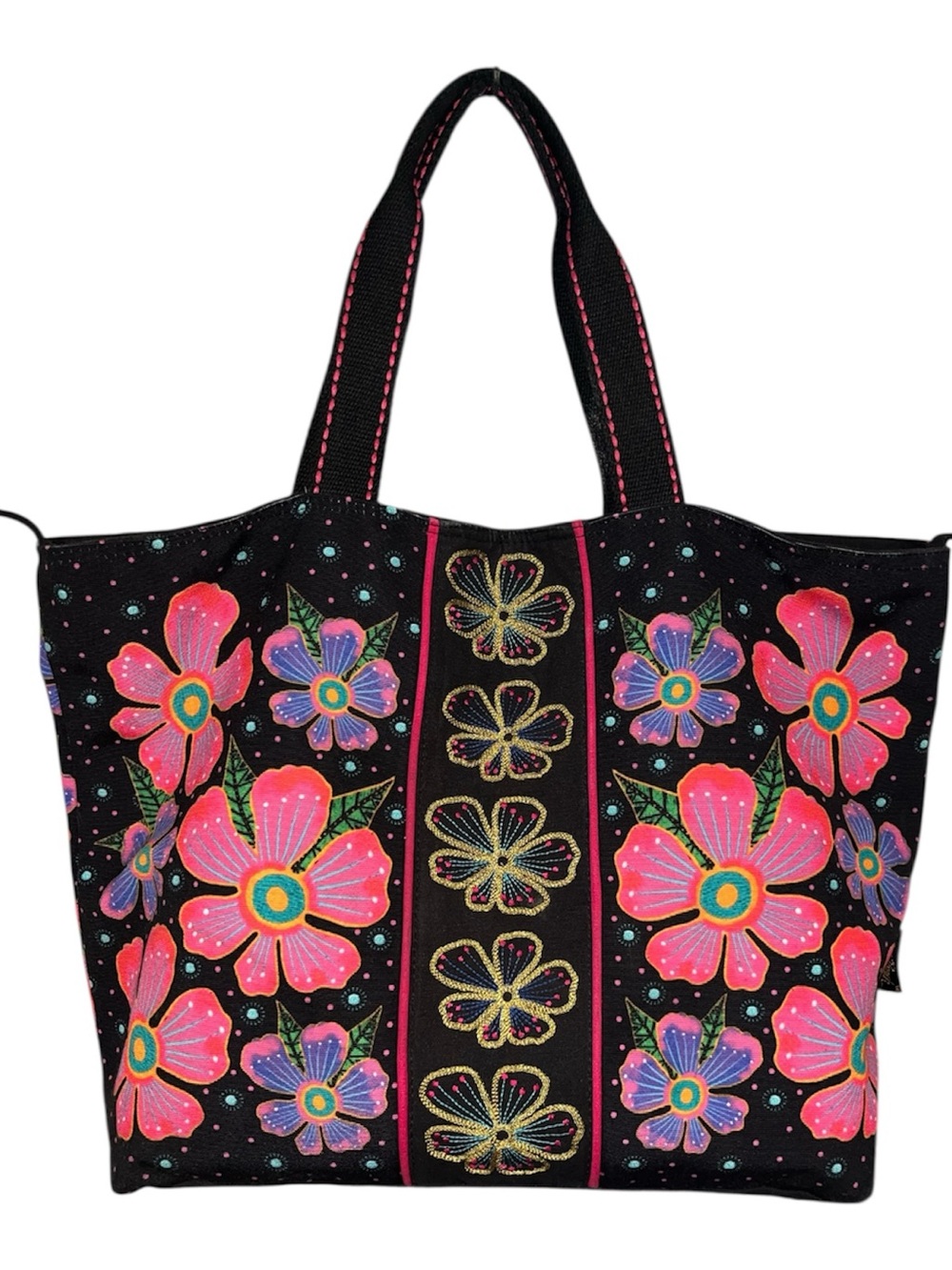 Laurel Burch Studios Large Floral Tote Bag – Colorful Boho Shoulder Bag